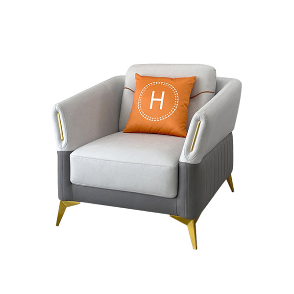 Flared Arm Modern Standard Faux Leather Stain Resistant Settee Couch