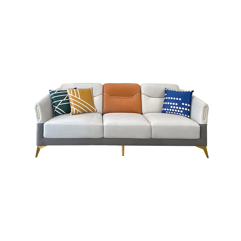 Flared Arm Modern Standard Faux Leather Stain Resistant Settee Couch