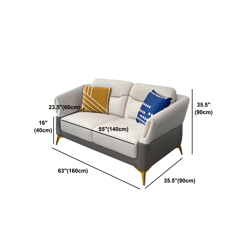 Flared Arm Modern Standard Faux Leather Stain Resistant Settee Couch