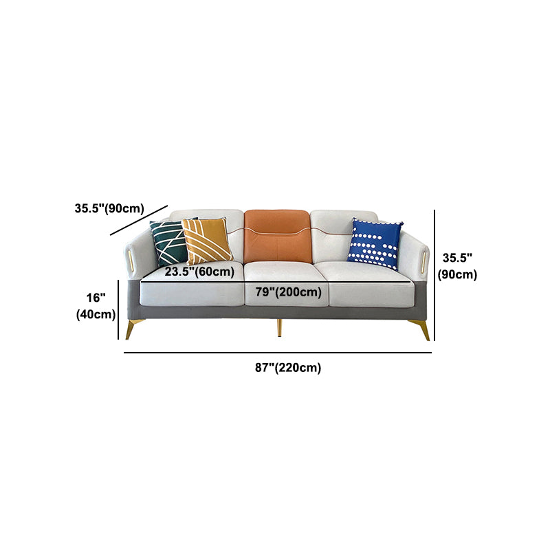 Flared Arm Modern Standard Faux Leather Stain Resistant Settee Couch