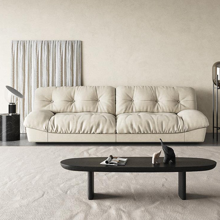Modern White Tufted Sofa & Chaise 29.92" H Velvet Armless Sofa