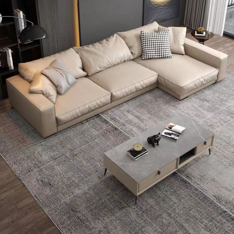 Modern Right Hand Facing Sofa & Chaise with Square Arm for Living Room