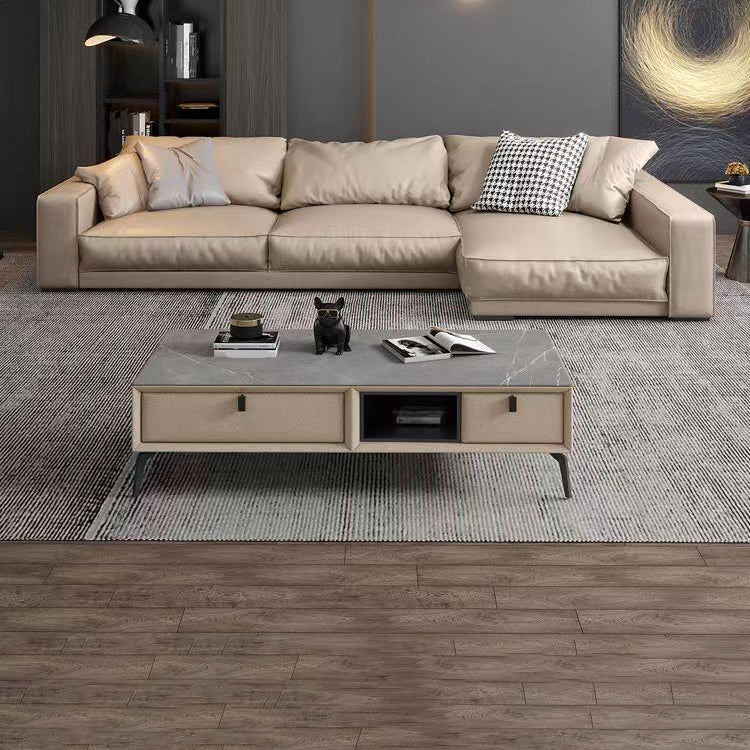 Modern Right Hand Facing Sofa & Chaise with Square Arm for Living Room