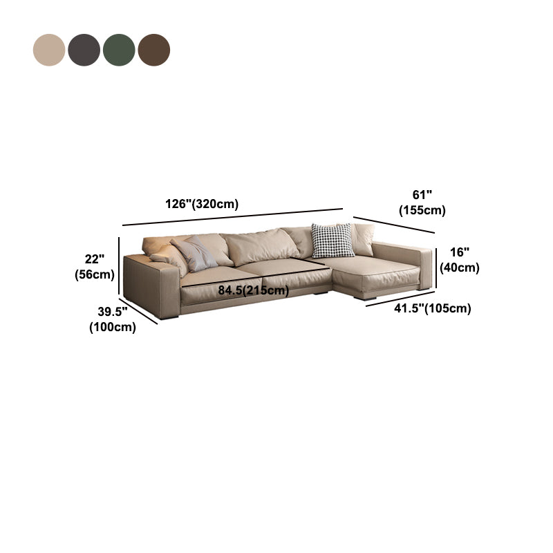 Modern Right Hand Facing Sofa & Chaise with Square Arm for Living Room