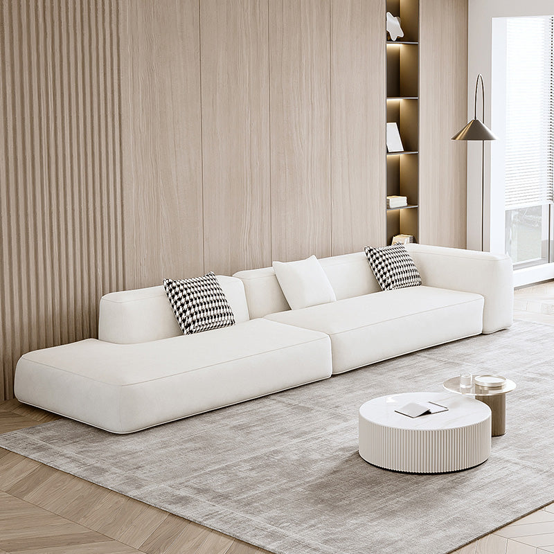 Single Side Armrest Sectional Sponge Cushioned White Uncushioned Backrest Sofa