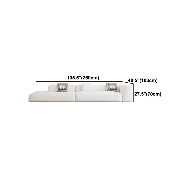 Single Side Armrest Sectional Sponge Cushioned White Uncushioned Backrest Sofa