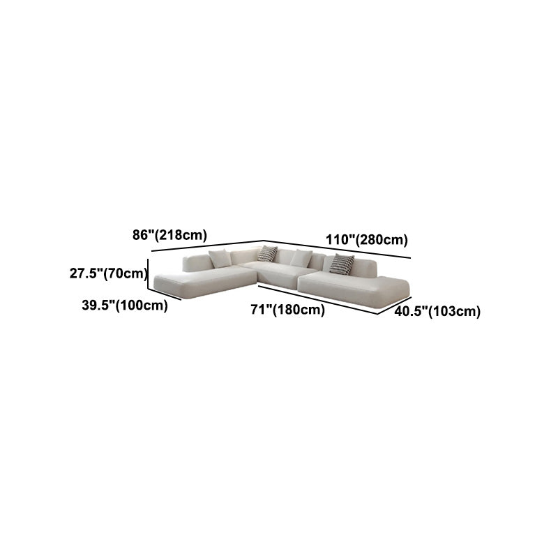 Single Side Armrest Sectional Sponge Cushioned White Uncushioned Backrest Sofa