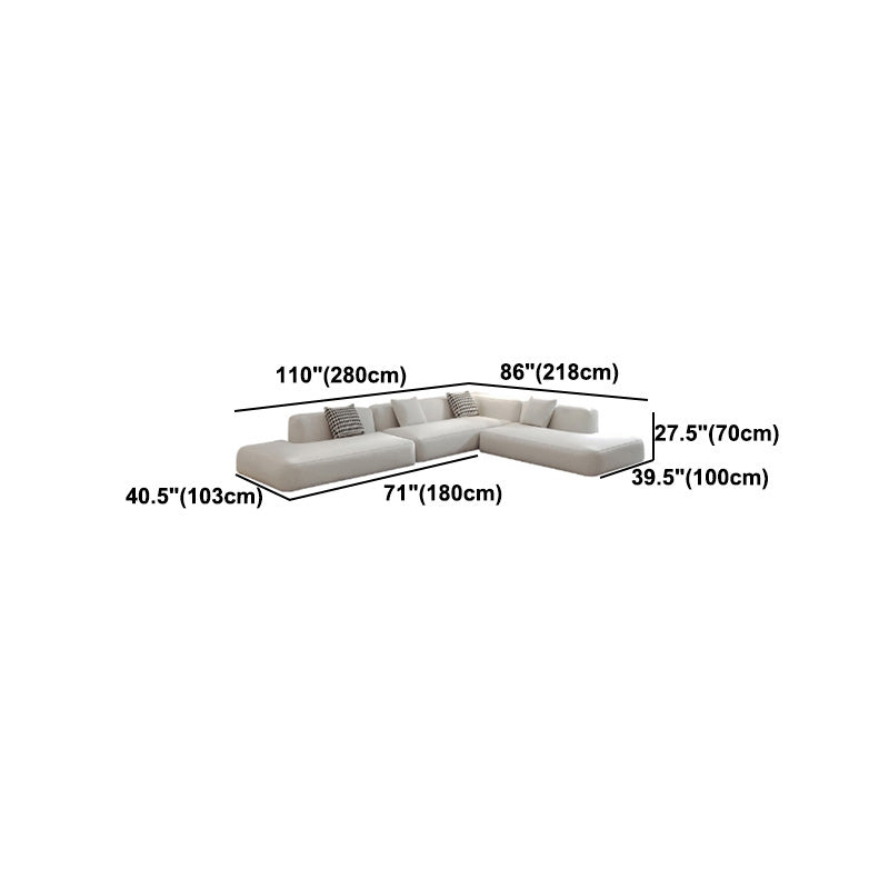 Single Side Armrest Sectional Sponge Cushioned White Uncushioned Backrest Sofa