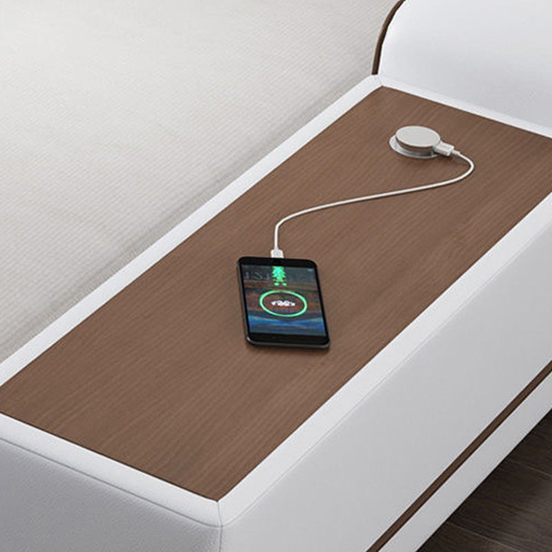 Modern Style Sectional Tufted Back Ramp Armrest White Storage Rack Sofa