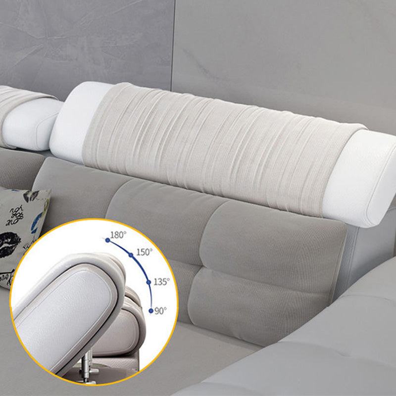 Modern Style Sectional Tufted Back Ramp Armrest White Storage Rack Sofa