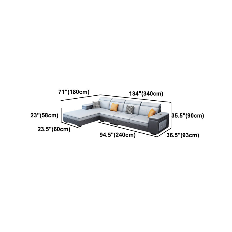 4-seat Mid Century Modern Sofa & Chaise Sewn Pillow Back Sofa
