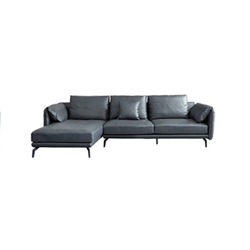 Contemporary Dark Grey Sofa with Bolster Pillows for Living Room