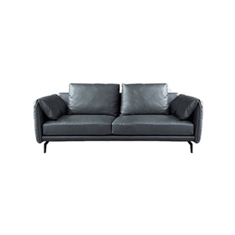 Contemporary Dark Grey Sofa with Bolster Pillows for Living Room