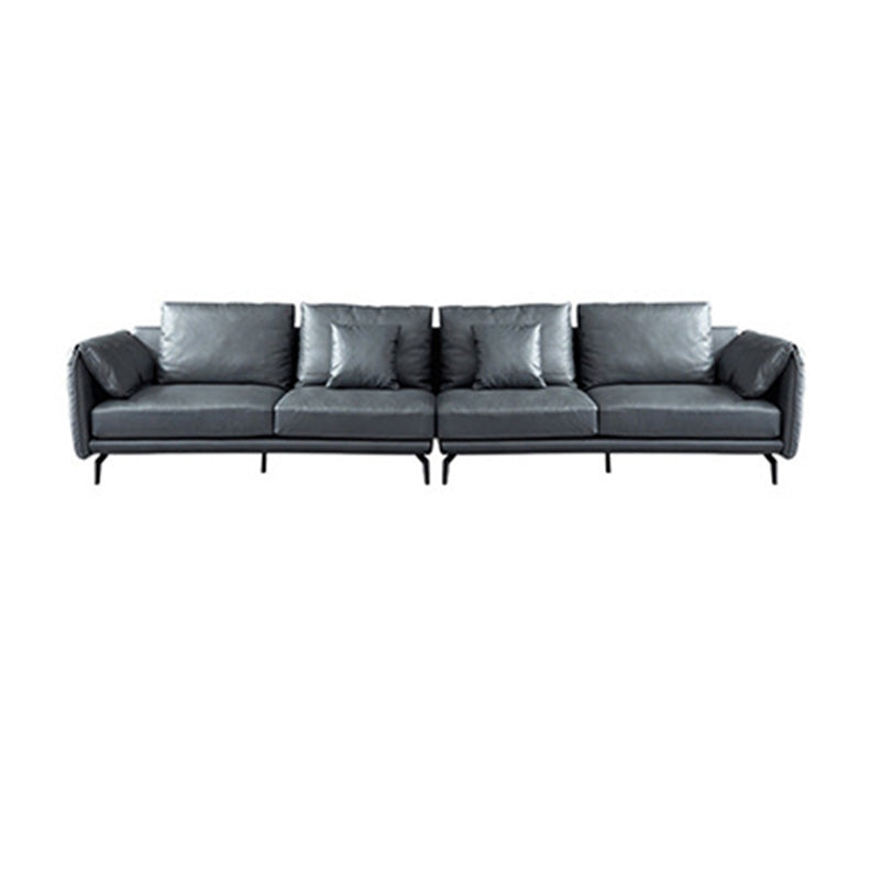 Contemporary Dark Grey Sofa with Bolster Pillows for Living Room