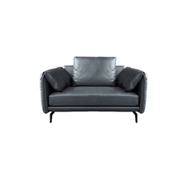 Contemporary Dark Grey Sofa with Bolster Pillows for Living Room