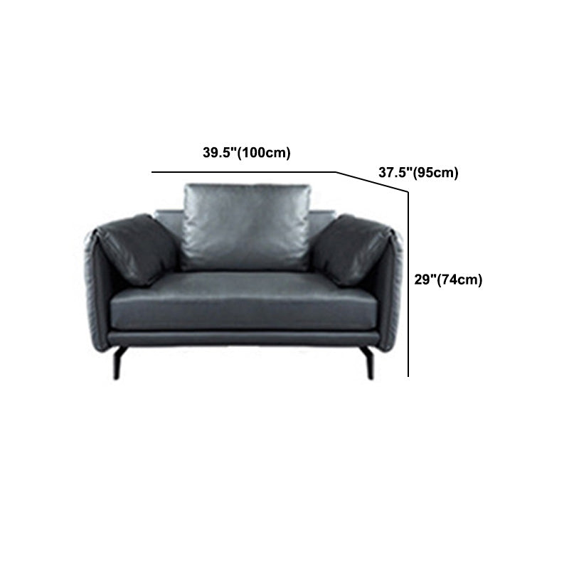 Contemporary Dark Grey Sofa with Bolster Pillows for Living Room