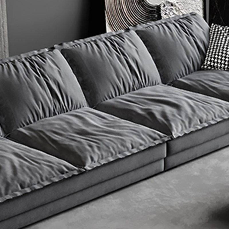 Contemporary Grey Faux Leather Sofa with Pillow Top Arm for Living Room