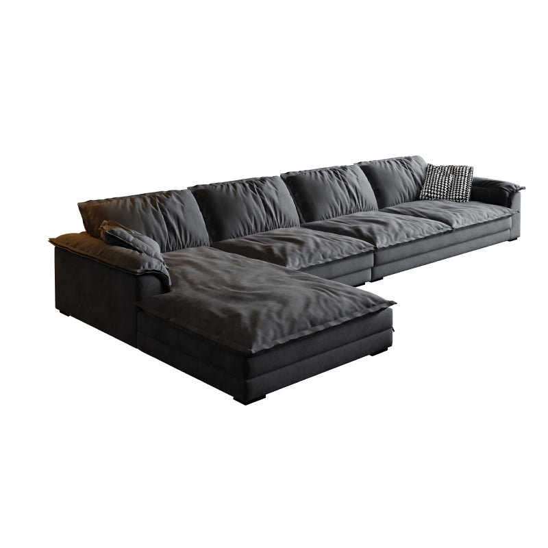 Contemporary Grey Faux Leather Sofa with Pillow Top Arm for Living Room
