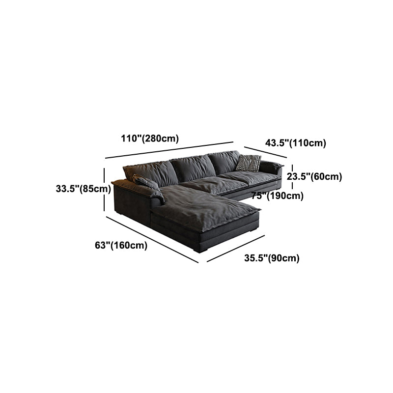 Contemporary Grey Faux Leather Sofa with Pillow Top Arm for Living Room