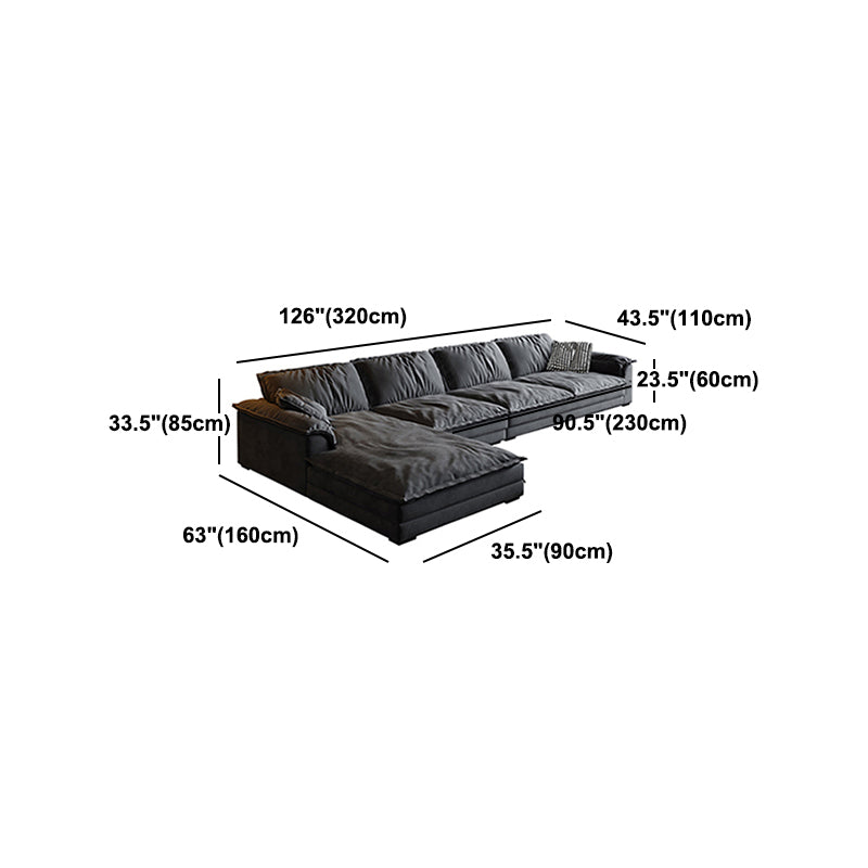 Contemporary Grey Faux Leather Sofa with Pillow Top Arm for Living Room