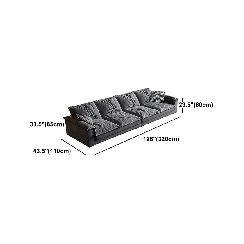 Contemporary Grey Faux Leather Sofa with Pillow Top Arm for Living Room