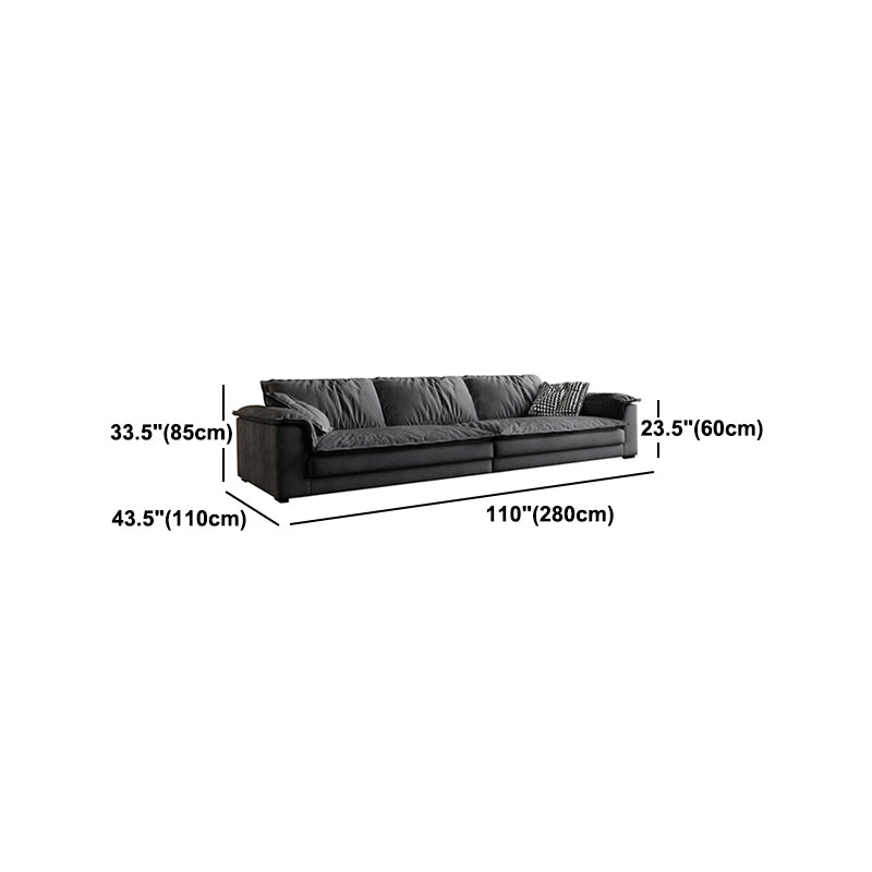 Contemporary Grey Faux Leather Sofa with Pillow Top Arm for Living Room
