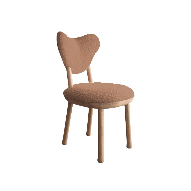 Nordic Tight Back Armless Chair Wool Accent Chair with Basic Four Legs
