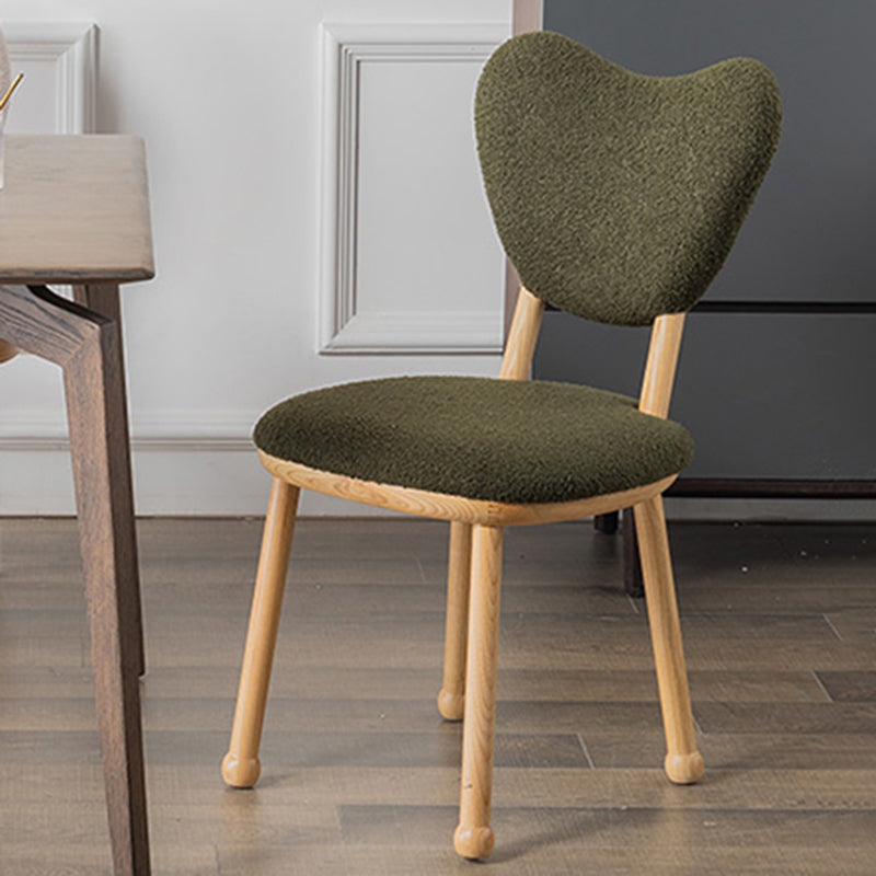 Nordic Tight Back Armless Chair Wool Accent Chair with Basic Four Legs