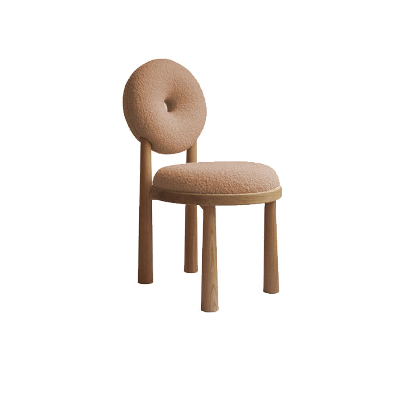 Nordic Tight Back Armless Chair Wool Accent Chair with Basic Four Legs