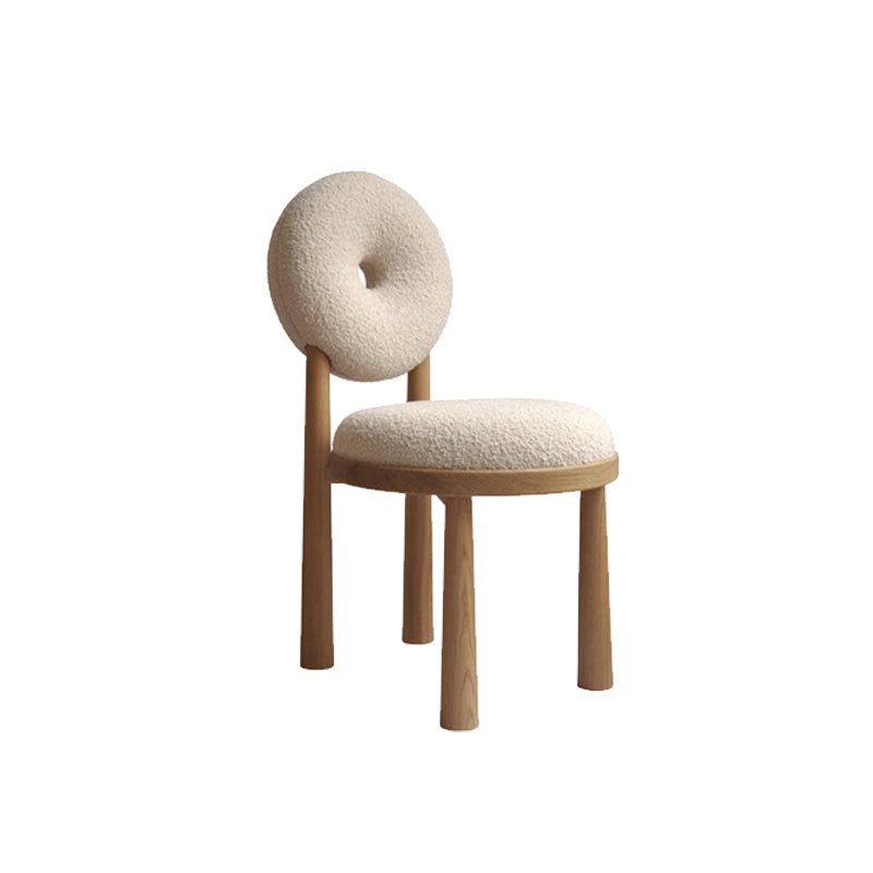 Nordic Tight Back Armless Chair Wool Accent Chair with Basic Four Legs