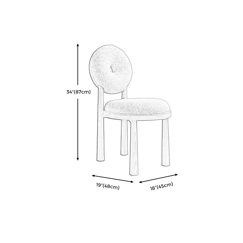 Nordic Tight Back Armless Chair Wool Accent Chair with Basic Four Legs