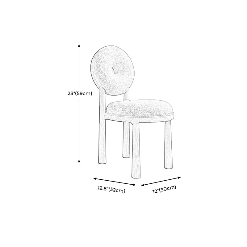 Nordic Tight Back Armless Chair Wool Accent Chair with Basic Four Legs