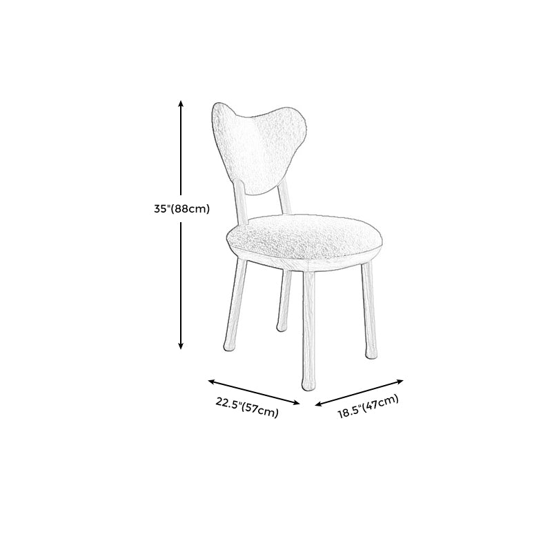 Nordic Tight Back Armless Chair Wool Accent Chair with Basic Four Legs