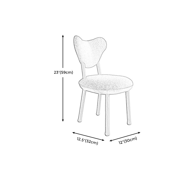 Nordic Tight Back Armless Chair Wool Accent Chair with Basic Four Legs