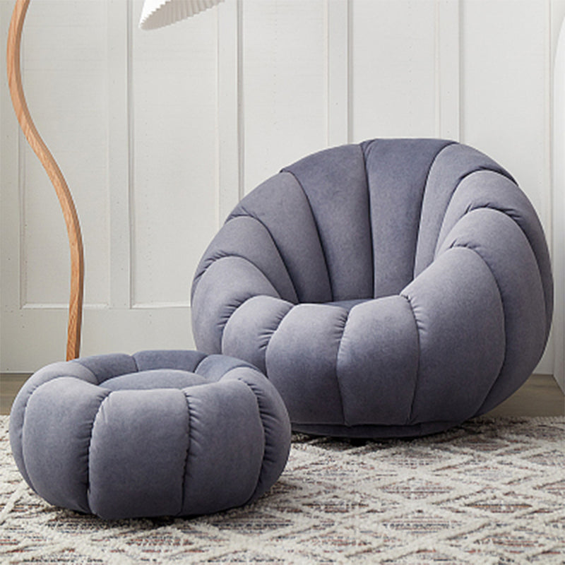 Modern Velvet / Wool Blend Accent Chair, 100 Wide Fixed Back Chair and Ottoman