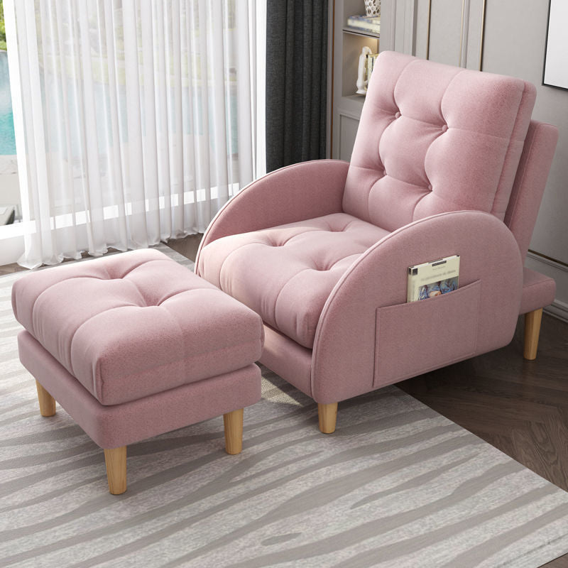 Modern Fabric Accent Chair, 55 Wide Tufted Cushion Back Chair and Ottoman
