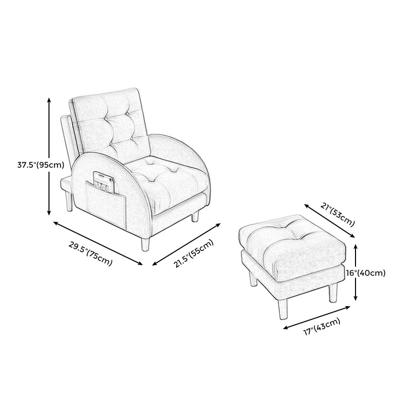 Modern Fabric Accent Chair, 55 Wide Tufted Cushion Back Chair and Ottoman