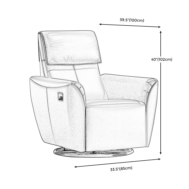 Genuine Leather Convertible Chair 33.46" L x 39.37" W x 40.15" H Swivel Chair