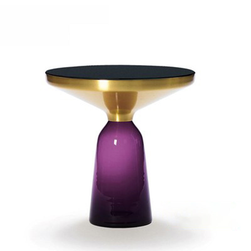 Modern Style Cocktail Table Black Table with Glass Base Round Coffee Table