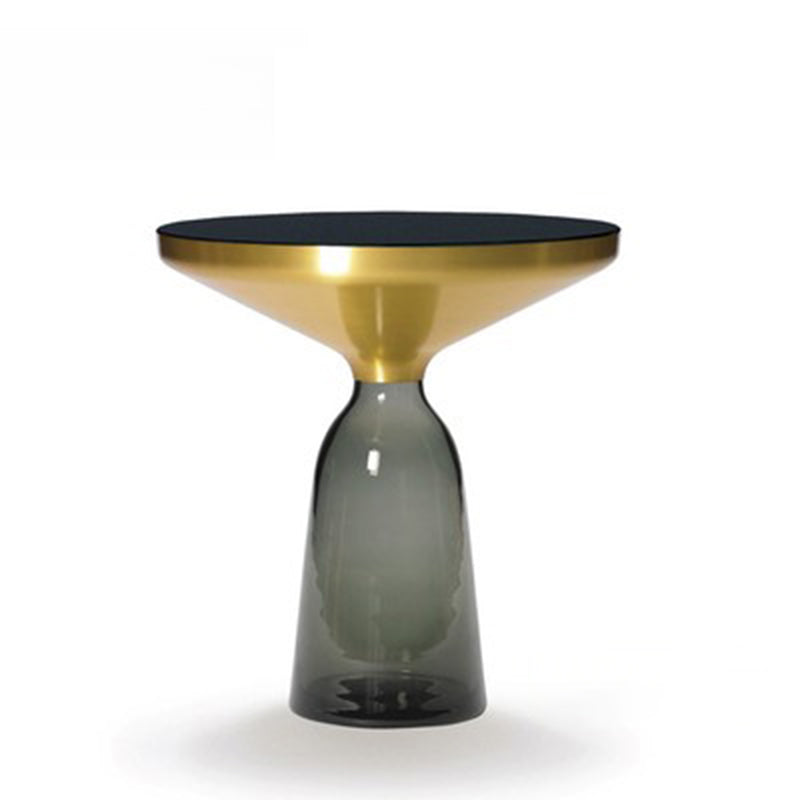 Modern Style Cocktail Table Black Table with Glass Base Round Coffee Table