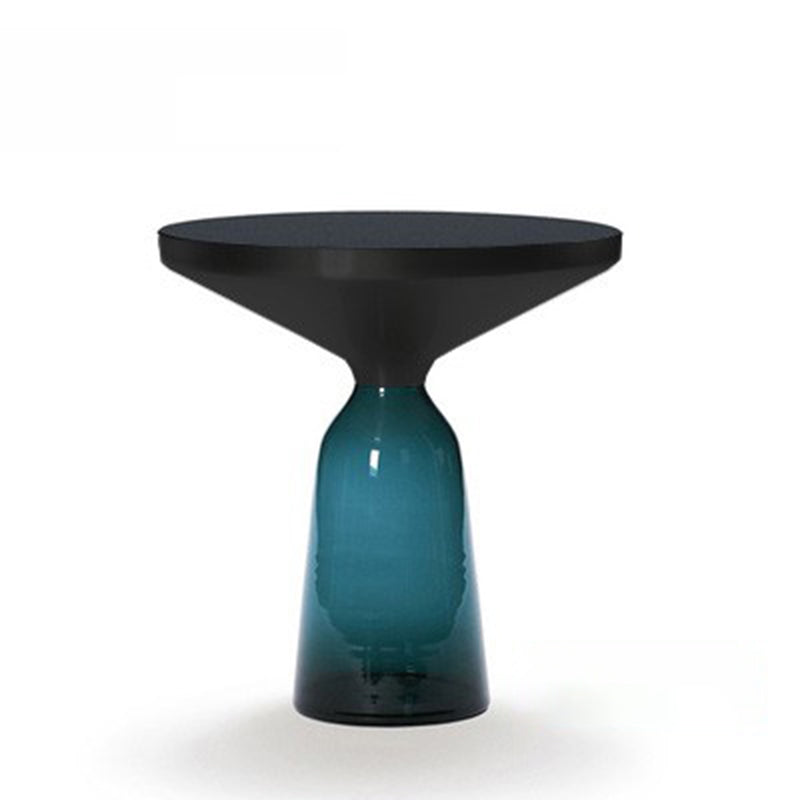 Modern Style Cocktail Table Black Table with Glass Base Round Coffee Table