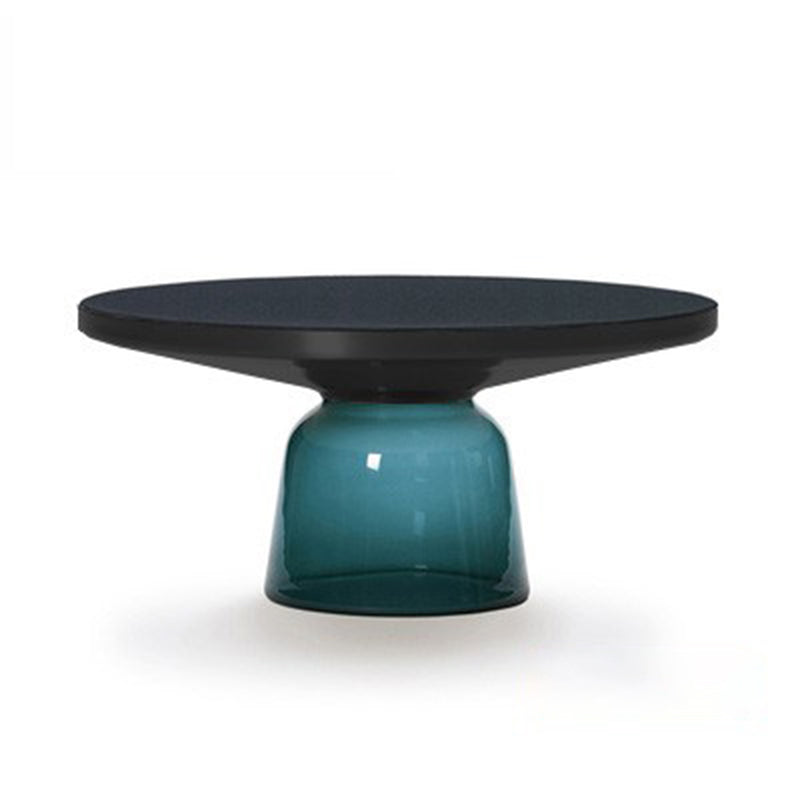Modern Style Cocktail Table Black Table with Glass Base Round Coffee Table