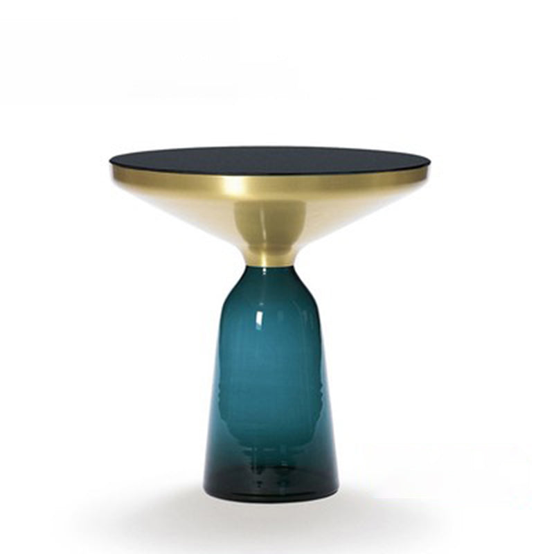 Modern Style Cocktail Table Black Table with Glass Base Round Coffee Table