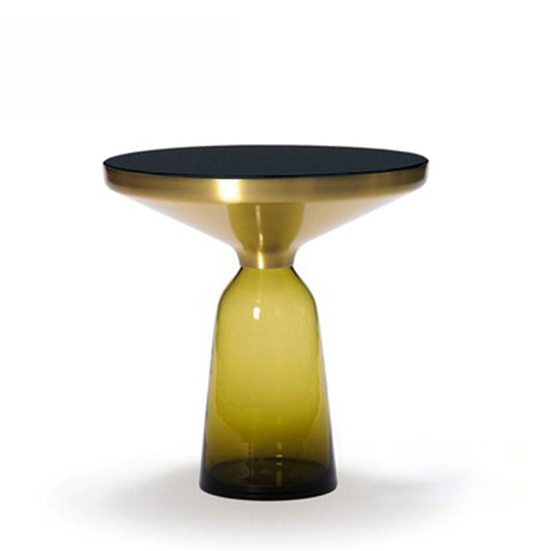 Modern Style Cocktail Table Black Table with Glass Base Round Coffee Table
