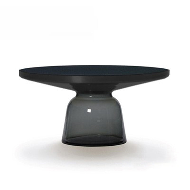 Modern Style Cocktail Table Black Table with Glass Base Round Coffee Table