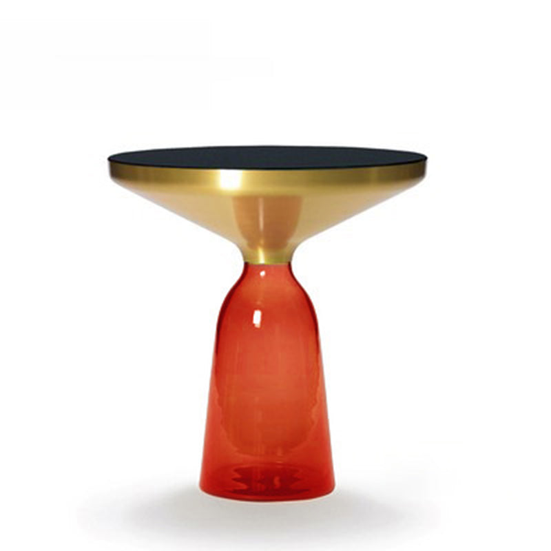 Modern Style Cocktail Table Black Table with Glass Base Round Coffee Table