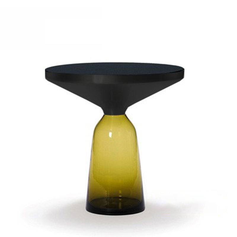 Modern Style Cocktail Table Black Table with Glass Base Round Coffee Table