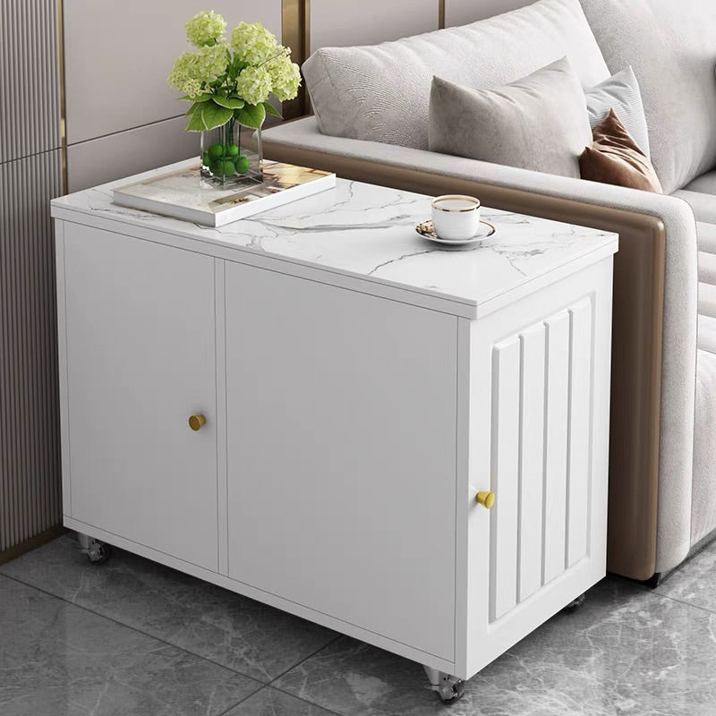 Coffee Table with Wheel Shape /4 Legs Base Design Slate Top Metal Cocktail Table