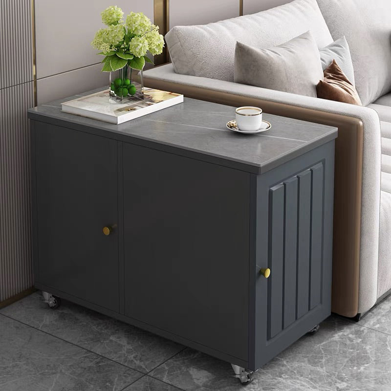 Coffee Table with Wheel Shape /4 Legs Base Design Slate Top Metal Cocktail Table