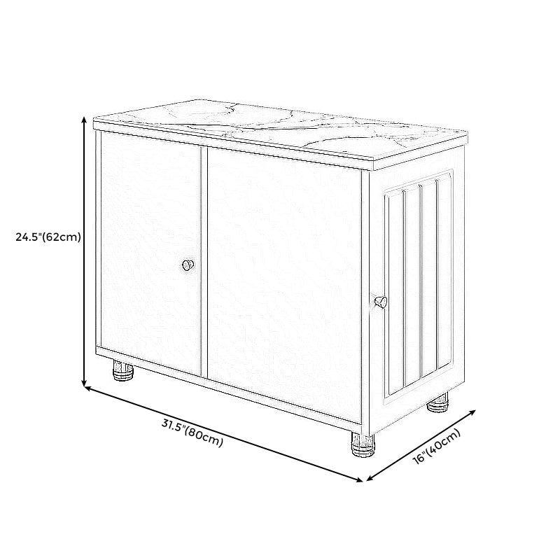 Coffee Table with Wheel Shape /4 Legs Base Design Slate Top Metal Cocktail Table